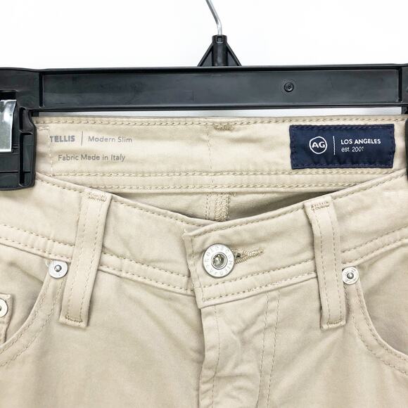 AG Adriano Goldschmeid Mens Tellis Twill Pants 28x32 Tan Khaki Slim Fit NWT - Picture 6 of 9